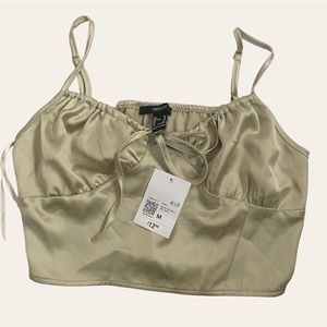 Green Satin Crop Top